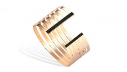 14K Gold Black Zirconed Cuff Bangle Bracelet - Nusrettaki (1)