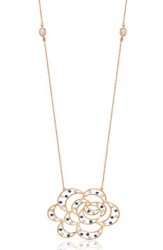 14K Gold Blue Zirconed Flower Necklace - Nusrettaki