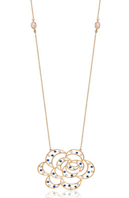 14K Gold Blue Zirconed Flower Necklace - 1