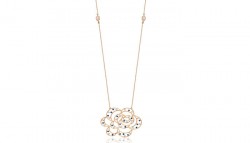 14K Gold Blue Zirconed Flower Necklace - Nusrettaki (1)