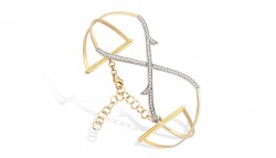 14K Gold Branch Design Cuff Bangle Bracelet with CZ - Nusrettaki (1)