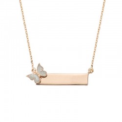 14K Gold Butterfly & Name Necklace - Nusrettaki