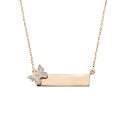 14K Gold Butterfly & Name Necklace - 1