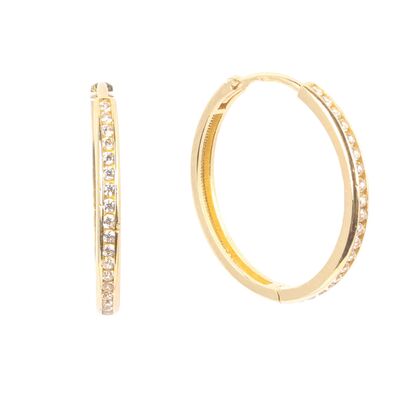 14K Gold C Model Gems Earrings, White - 2