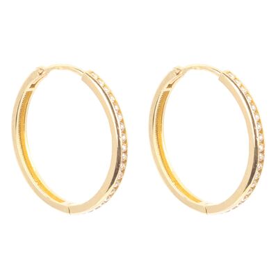 14K Gold C Model Gems Earrings, White - 4