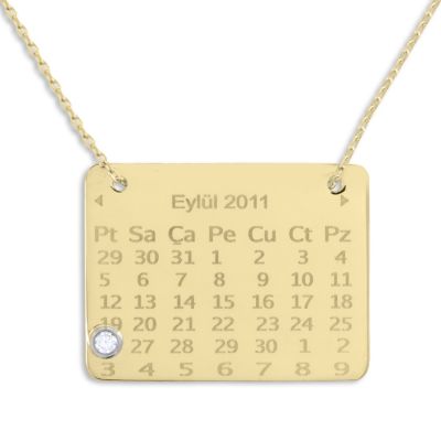 14K Gold Calendar Necklace - 1