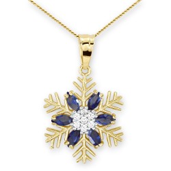 14K Gold Colorful Snowflake Necklace - Nusrettaki
