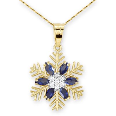 14K Gold Colorful Snowflake Necklace - 1