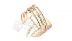 14K Gold Criss Cross Big Bangle Bracelet - 2