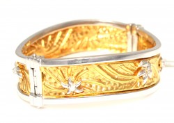 14K Gold Crumpled Design Bangle Bracelet - 2