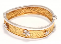 14K Gold Crumpled Design Bangle Bracelet - 4
