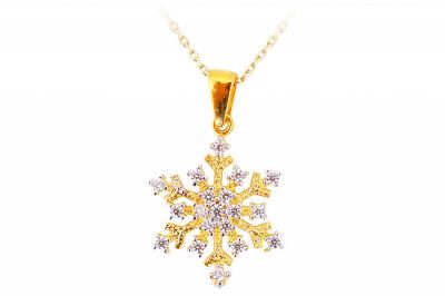 14K Gold Design Snowflake Necklace - 2