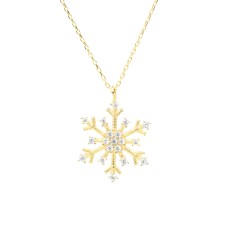 14K Gold Design Snowflake Necklace - Nusrettaki