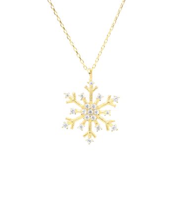 14K Gold Design Snowflake Necklace - 1