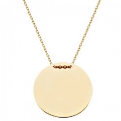 14K Gold Disc Plate Pendant Necklace - Nusrettaki