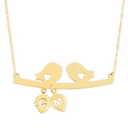 14K Gold Doves Necklace - Nusrettaki