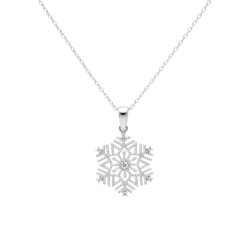 14K Gold Elegant Snowflake Necklace - Nusrettaki