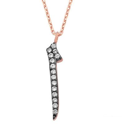 14K Gold Elif Necklace with White Zircon – Elegant Arabic Letter Jewelry Gift - 1