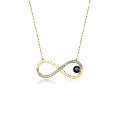 14K Gold Evil Eye & Infinity Necklace - 1