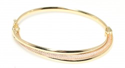 14K Gold Gemstoned Rope Bangle Bracelet - 1