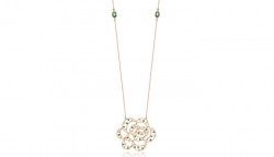 14K Gold Green Zirconed Flower Necklace - 2