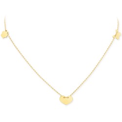 14K Gold Heart & Butterfly & Clover Model Necklace - Nusrettaki (1)