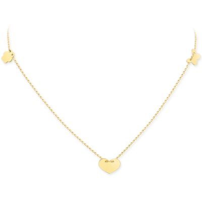 14K Gold Heart & Butterfly & Clover Model Necklace - 2