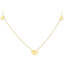 14K Gold Heart & Butterfly & Clover Model Necklace - 3