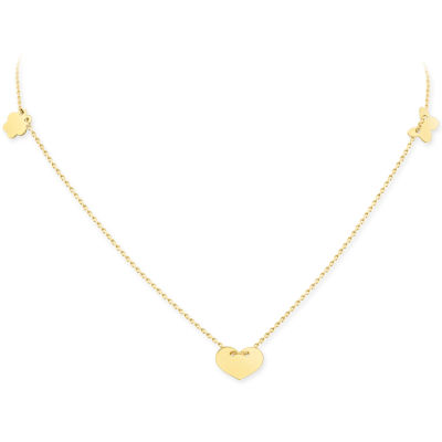 14K Gold Heart & Butterfly & Clover Model Necklace - 3