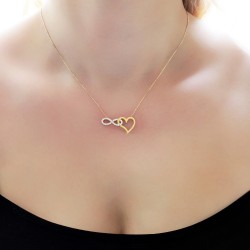 14K Gold Heart Infinity Necklace - Nusrettaki
