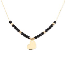 14K Gold Heart Necklace with Onyx - 2