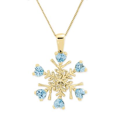 14K Gold Heart Snowflake Necklace - 1