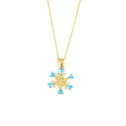 14K Gold Heart Snowflake Necklace - Nusrettaki