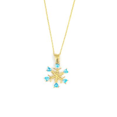 14K Gold Heart Snowflake Necklace - 1