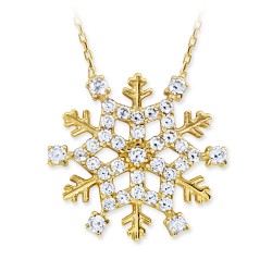 14K Gold Land of Snow Snowflake Design Necklace - Nusrettaki