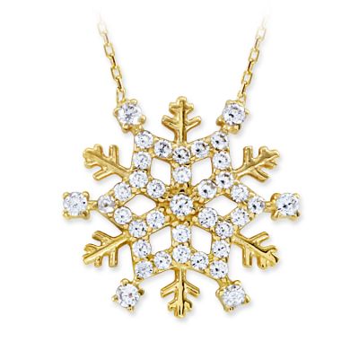 14K Gold Land of Snow Snowflake Design Necklace - 1