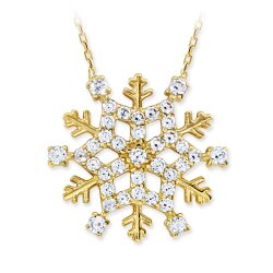 14K Gold Land of Snow Snowflake Design Necklace - Nusrettaki