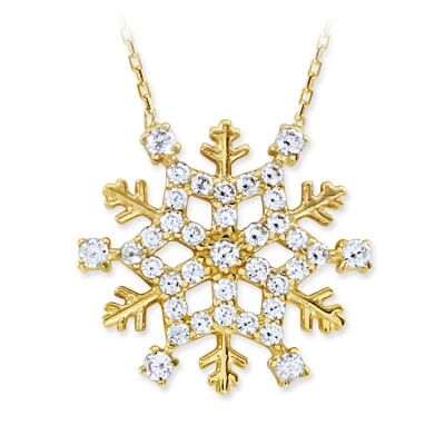 14K Gold Land of Snow Snowflake Design Necklace - 1
