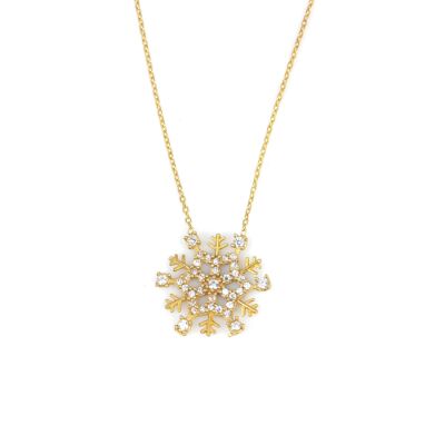14K Gold Land of Snow Snowflake Design Necklace - 1