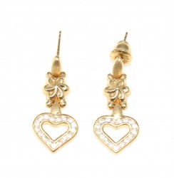 14K Gold Love & Flowers Dangle Earrings - 3