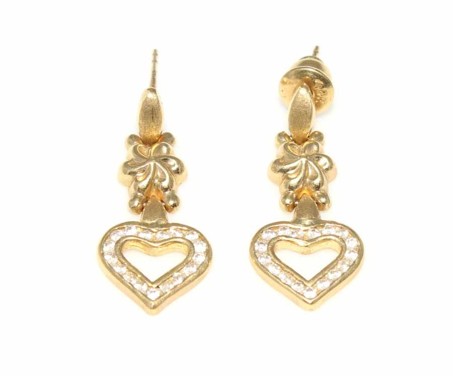 14K Gold Love & Flowers Dangle Earrings | NUSRETTAKI