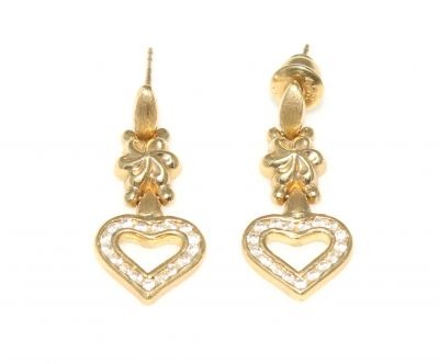 14K Gold Love & Flowers Dangle Earrings - 2