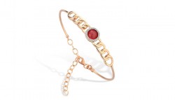 14K Gold Love Kisses Cuff Bracelet with Ruby - 2