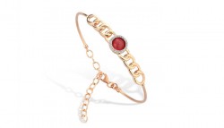 14K Gold Love Kisses Cuff Bracelet with Ruby - Nusrettaki (1)