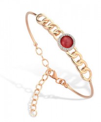 14K Gold Love Kisses Cuff Bracelet with Ruby - Nusrettaki