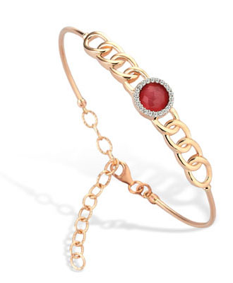 14K Gold Love Kisses Cuff Bracelet with Ruby - 1
