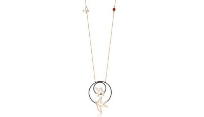 14K Gold Necklace, Black Holes and Birds - 2
