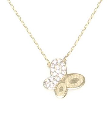 14K Gold Necklace Butterfly Design - 2