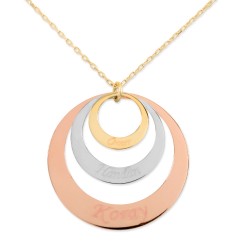 14k Gold Necklace, Family Tree Disc Pendant - 2