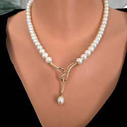 14K Gold Necklace with Pearl - Nusrettaki